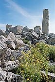 Selinunte the temple hill. Temple ruins crushed to the ground, like a fantastic work of art 